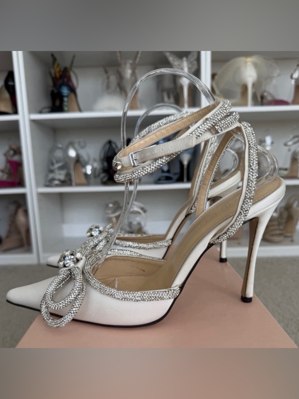 MACH & MACH Double Crystal Bow Heels 39.5